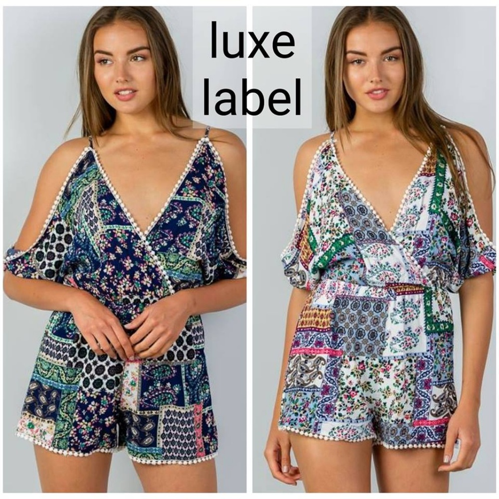 MIXED PRINT POM POM ROMPER - white - Picture 7 of 8